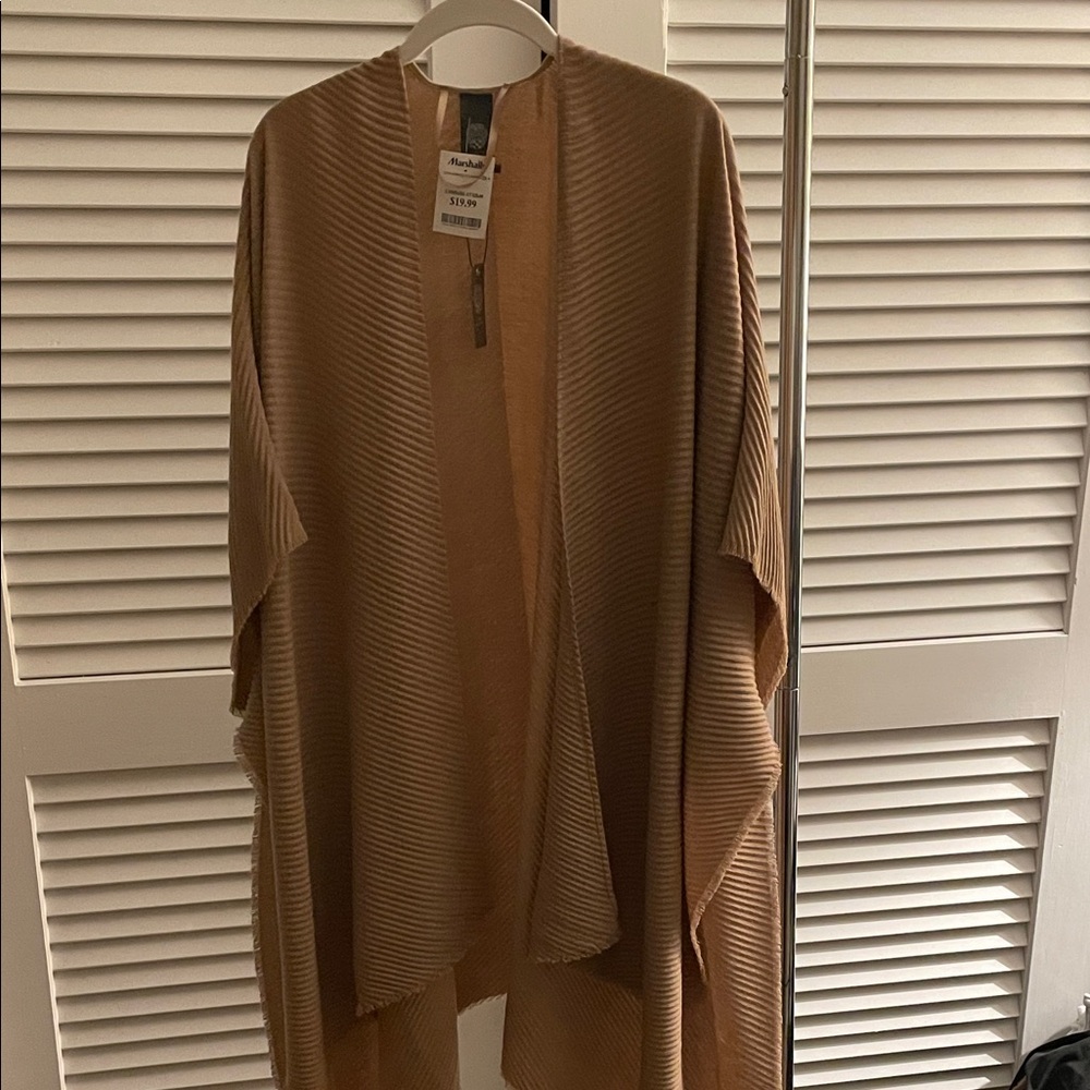Vince Camuto Beige Textured Knit Poncho